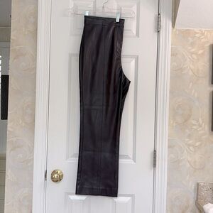 Ann Taylor Eggplant Faux Leather   Wide-leg Pants. EUC